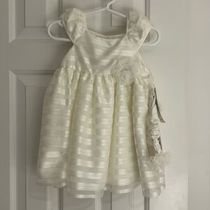 Brand NWT 18 month flower girl dress ivory striped with headband Marmellata